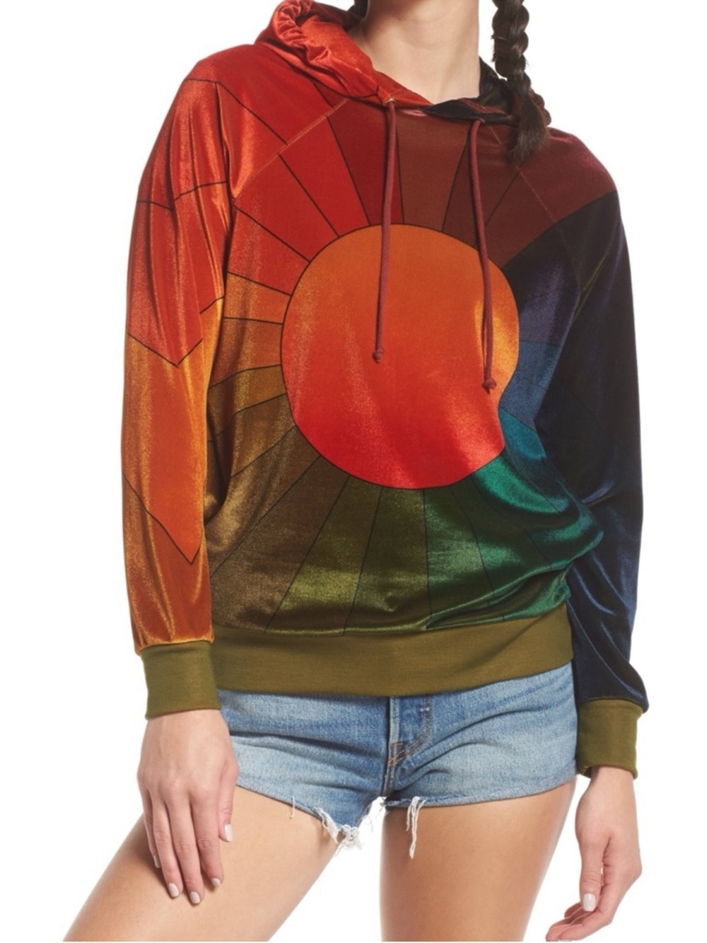 Aviator Nation Sunburst Sunrise Sunset Velour Galaxy Hoodie Size S